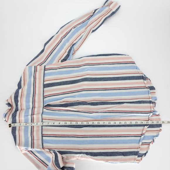 Anthropologie Maeve Chatham Striped Button Down Linen Blend Shirt - Size M - GUC - Picture 10 of 12